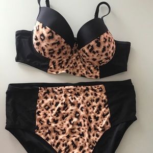 Plus Size Leopard Two Piece
